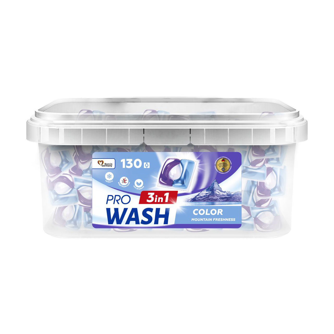 Капсули для прання 3 в 1 ProWash Color Гірська свіжість, 130 циклів прання, 130 шт